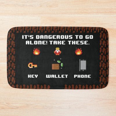 Its Dangerous To Go Alone Take These, 8Bit Retro Classic Game Fan Lover Gift, Wedding House Warming Gift Idea, Nerds And Geeks Gift Bath Mat Official The Legend Of Zelda Merch