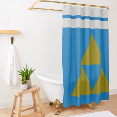 Triforce With Blue And White Shower Curtain Official The Legend Of Zelda Merch