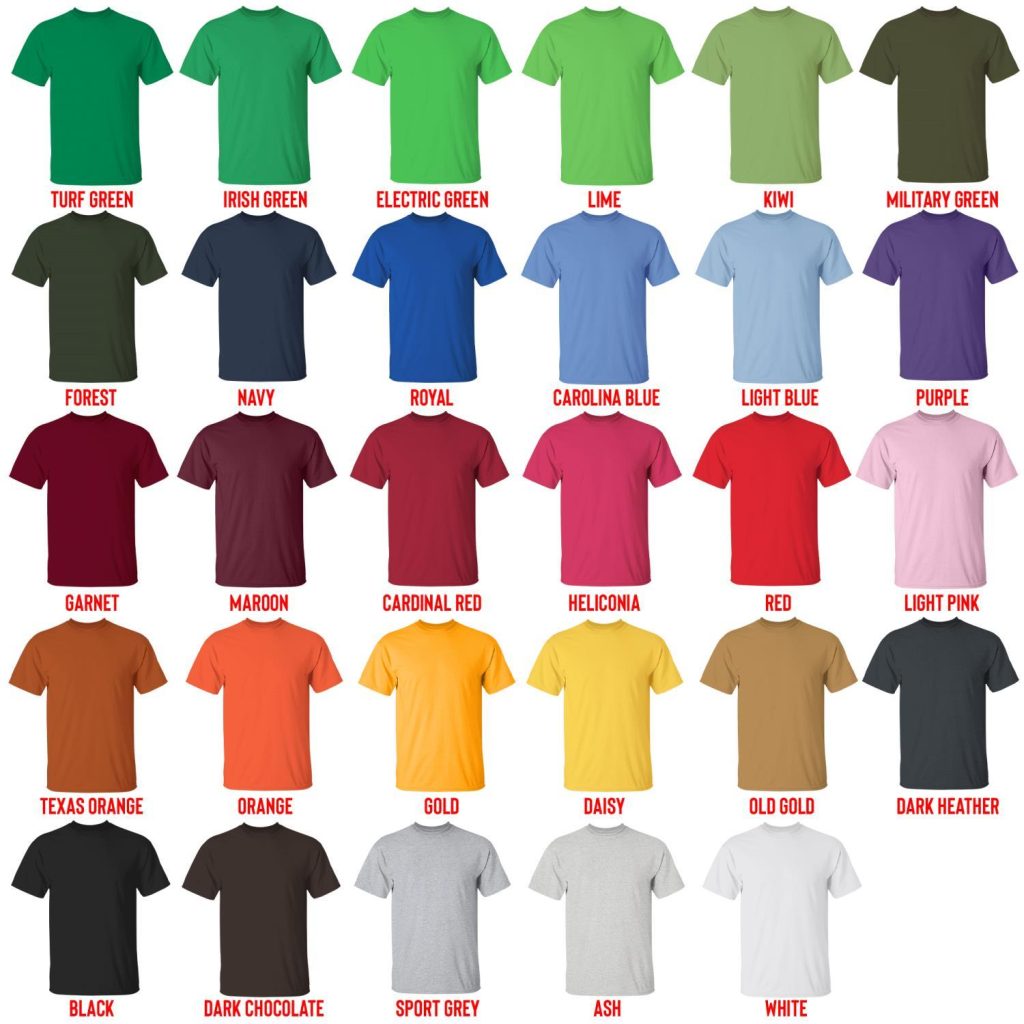 t shirt color chart - Legend Of Zelda Shop