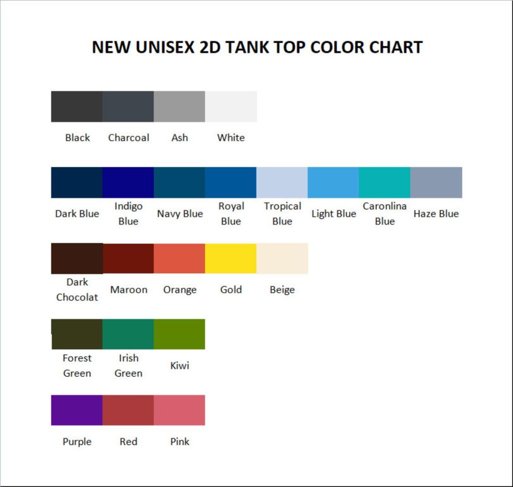 tank top color chart - Legend Of Zelda Shop